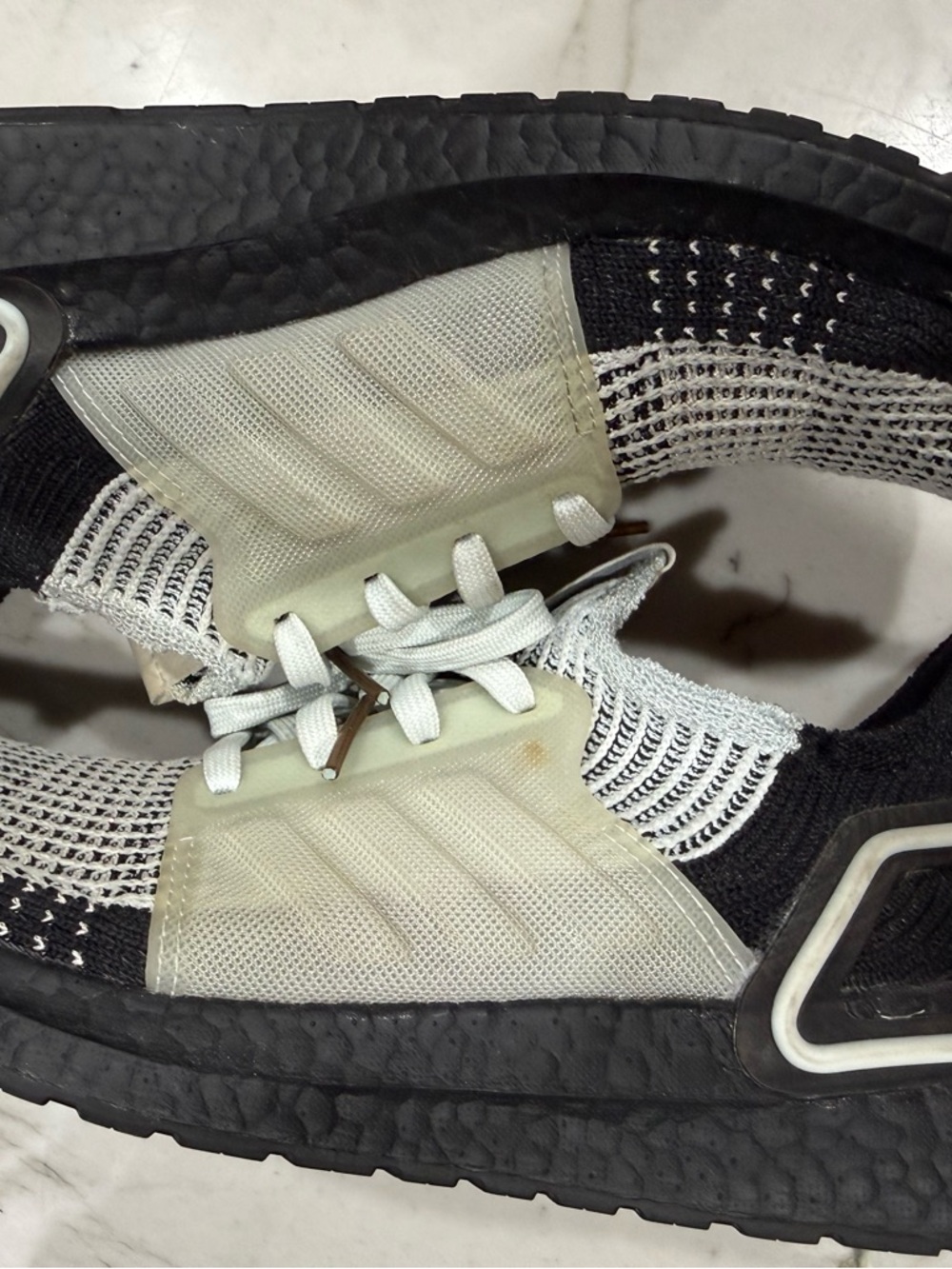 adidas Black and White Knit Running Shoes